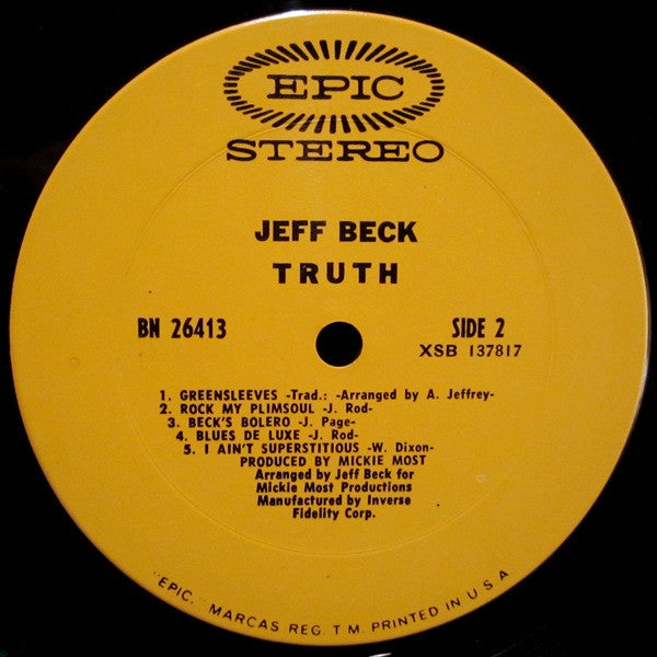 Jeff Beck : Truth (LP, Album, Pit)