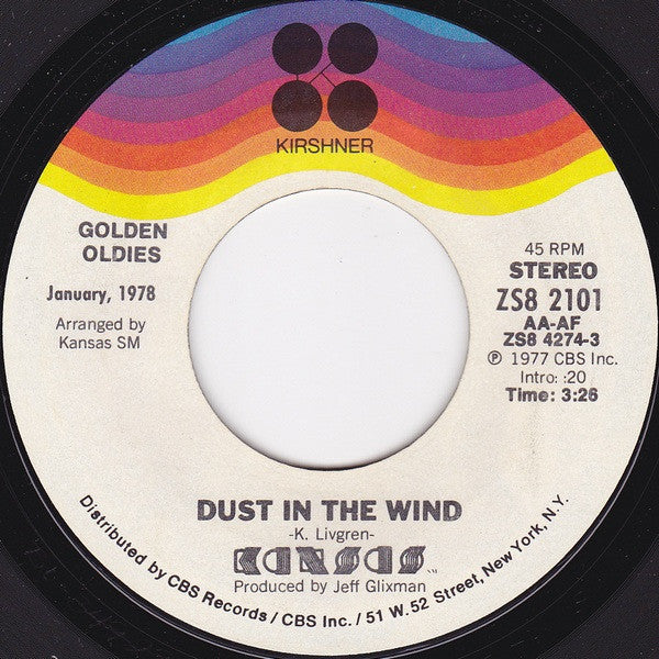 Kansas (2) : Dust In The Wind / Point Of Know Return (7", RE, Styrene)