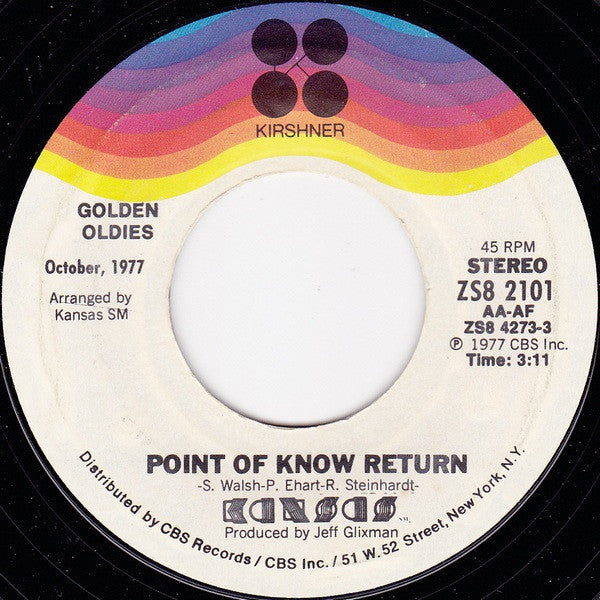 Kansas (2) : Dust In The Wind / Point Of Know Return (7", RE, Styrene)