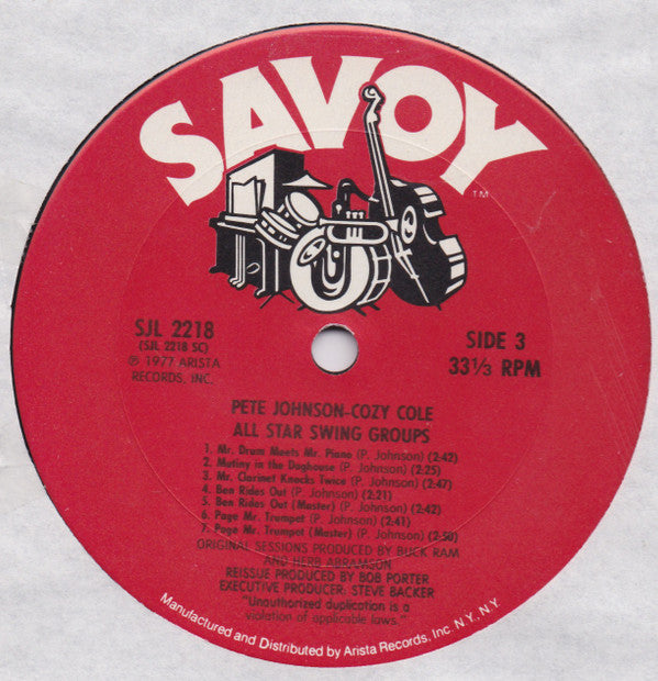 Pete Johnson, Cozy Cole : All Star Swing Groups (2xLP, Comp)