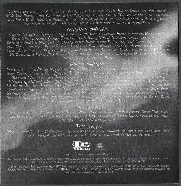 Korn : Follow The Leader (CD, Album, RP)