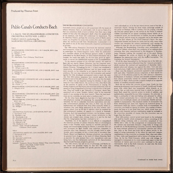 Pablo Casals : Pablo Casals Conducts Bach: The Six Brandenburg Concertos; Orchestral Suites Nos. 2 And 3 (3xLP, RE, Box)