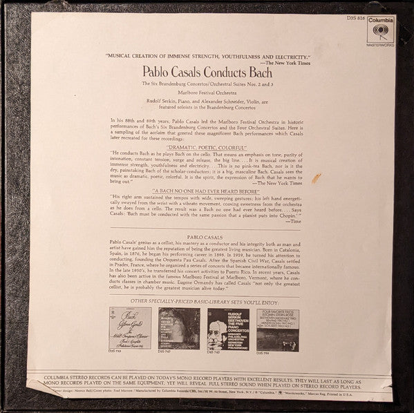 Pablo Casals : Pablo Casals Conducts Bach: The Six Brandenburg Concertos; Orchestral Suites Nos. 2 And 3 (3xLP, RE, Box)