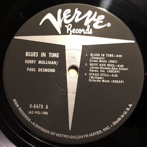 Gerry Mulligan, Paul Desmond : Blues In Time (LP, Album, Mono, RE)
