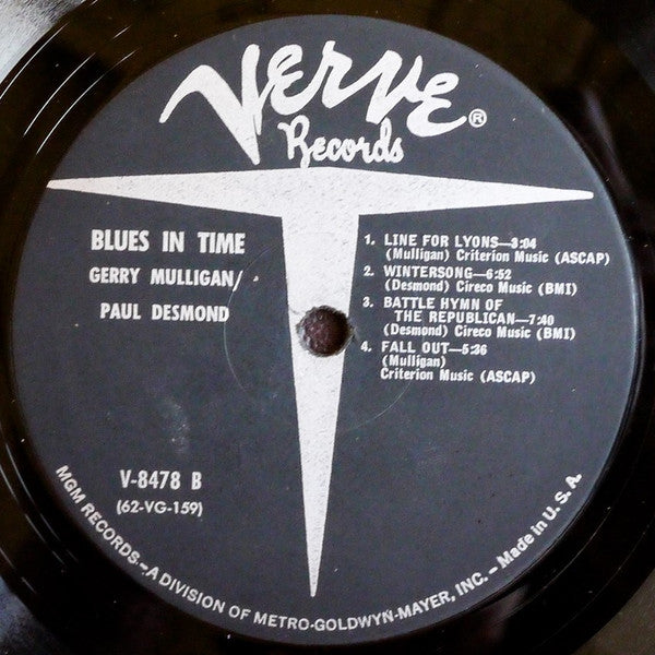 Gerry Mulligan, Paul Desmond : Blues In Time (LP, Album, Mono, RE)