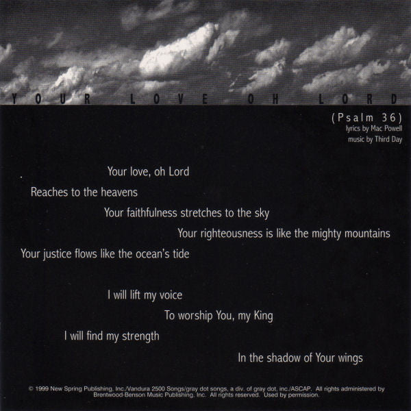Third Day : Your Love, Oh Lord (CD, Single, Promo)