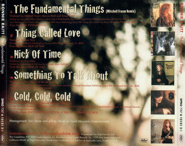 Bonnie Raitt : The Fundamental Things (CD, Comp, Promo)
