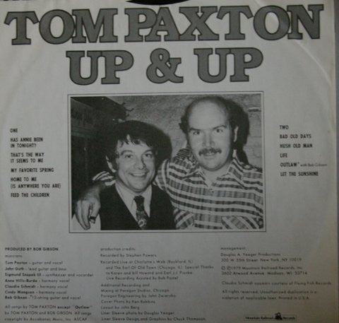 Tom Paxton : Up & Up (LP, Album)