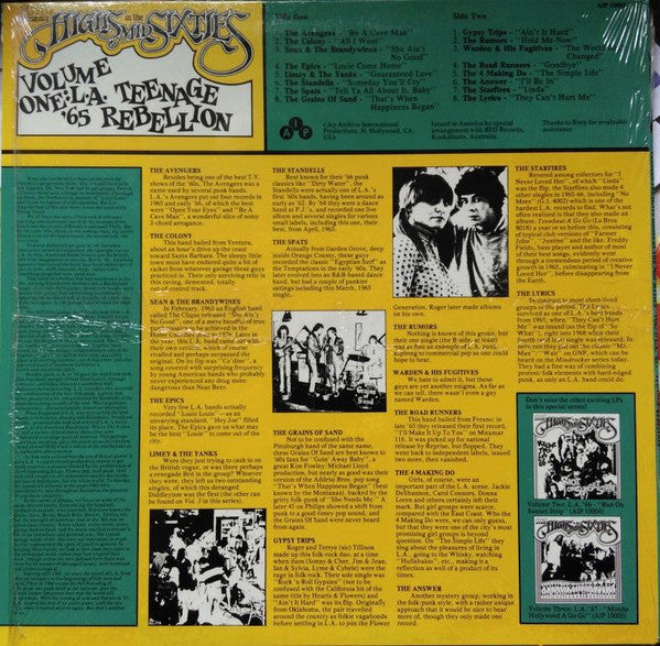 Various : Highs In The Mid Sixties Volume 1: L.A. '65 Teenage Rebellion  (LP, Comp, RP, Unofficial)