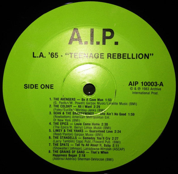 Various : Highs In The Mid Sixties Volume 1: L.A. '65 Teenage Rebellion  (LP, Comp, RP, Unofficial)