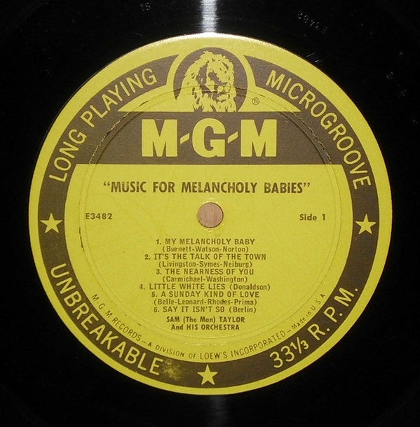 Sam Taylor And His Orchestra : Music For Melancholy Babies (LP, Mono)