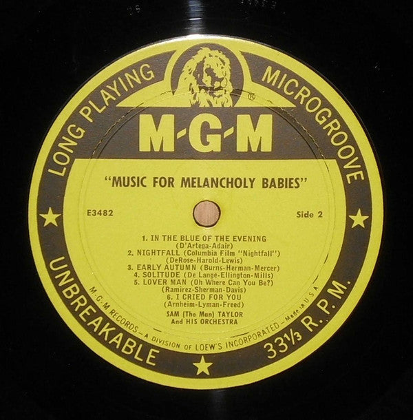 Sam Taylor And His Orchestra : Music For Melancholy Babies (LP, Mono)