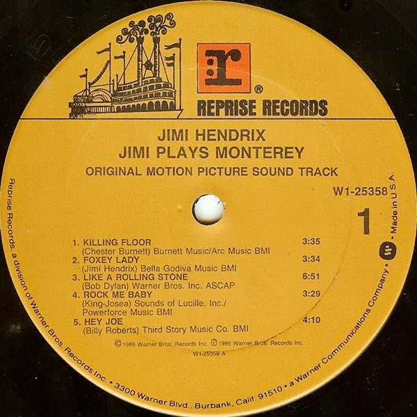 Jimi Hendrix : Jimi Plays Monterey Original Motion Picture Sound Track (LP, Album, Club)