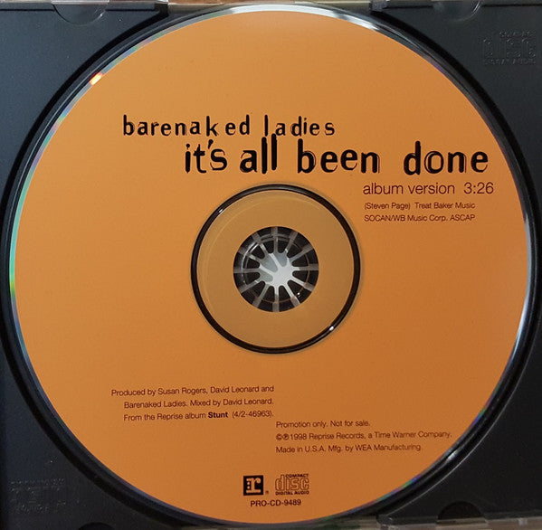Barenaked Ladies : It's All Been Done (CD, Single, Promo)