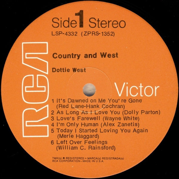 Dottie West : Country And West (LP, Album, Roc)