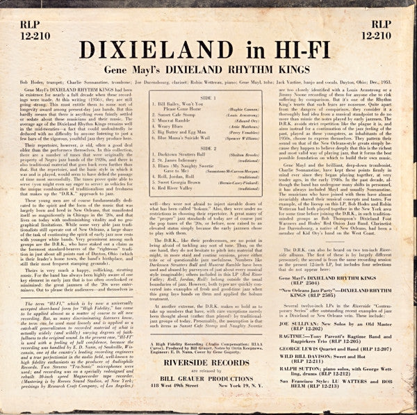 Gene Mayl's Dixieland Rhythm Kings : Dixieland In Hi-Fi (LP, Album, Mono)