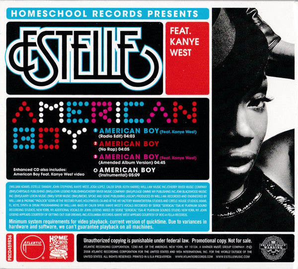 Estelle Feat. Kanye West : American Boy (CD, Single, Enh, Promo, Dig)