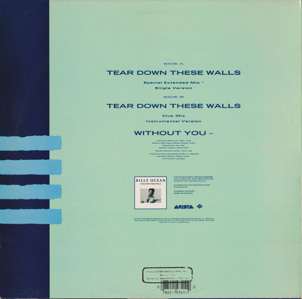Billy Ocean : Tear Down These Walls (12", Single, Promo)