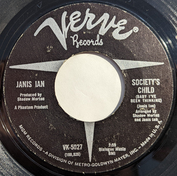 Janis Ian : Society's Child (Baby I've Been Thinking) (7", Single, Mono, Styrene, Mon)