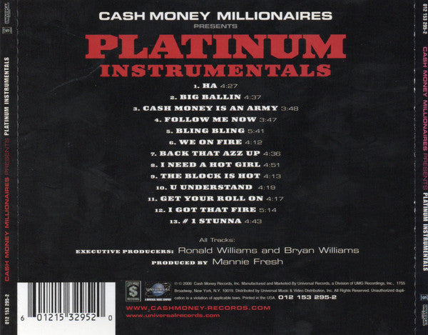 Cash Money Millionaires : Platinum Instrumentals (CD, Album)