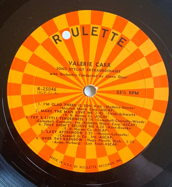 Valerie Carr : Song Stylist Extraordinaire (LP, Album, Mono)
