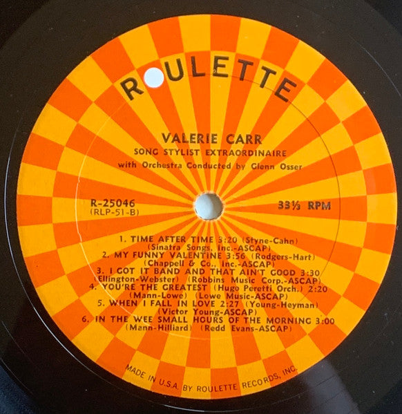 Valerie Carr : Song Stylist Extraordinaire (LP, Album, Mono)