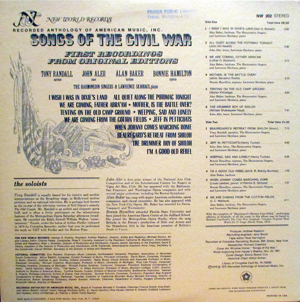 Various : Songs Of The Civil War (LP, Album)