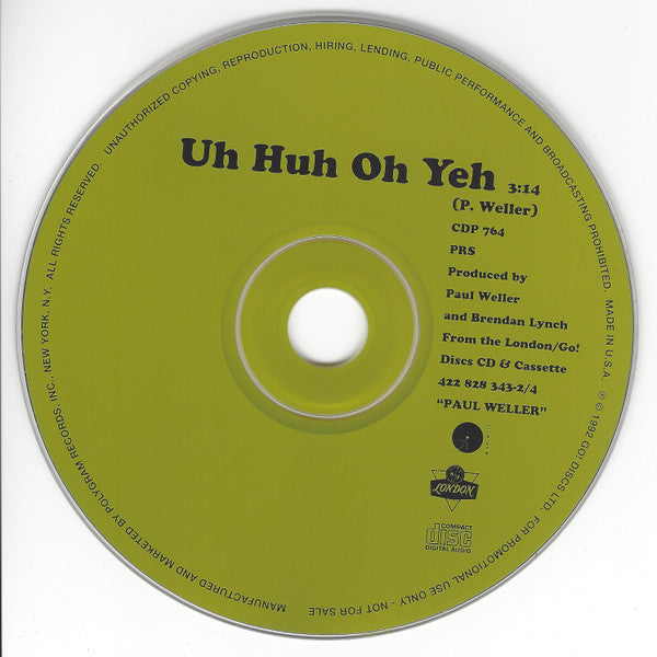 Paul Weller : Uh Huh Oh Yeh (CD, Single, Promo)