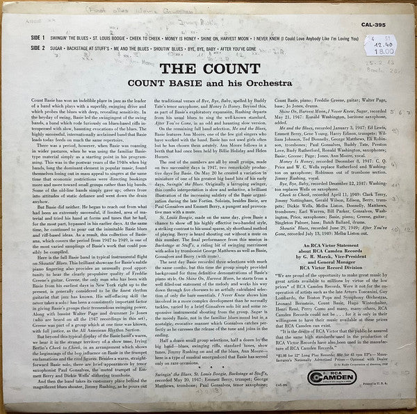 Count Basie Orchestra : The Count (LP, RE)