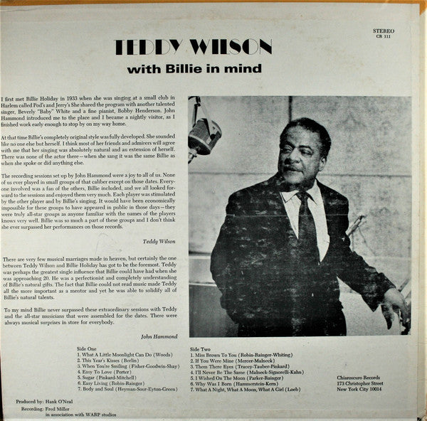 Teddy Wilson : With Billie In Mind (LP, Album)