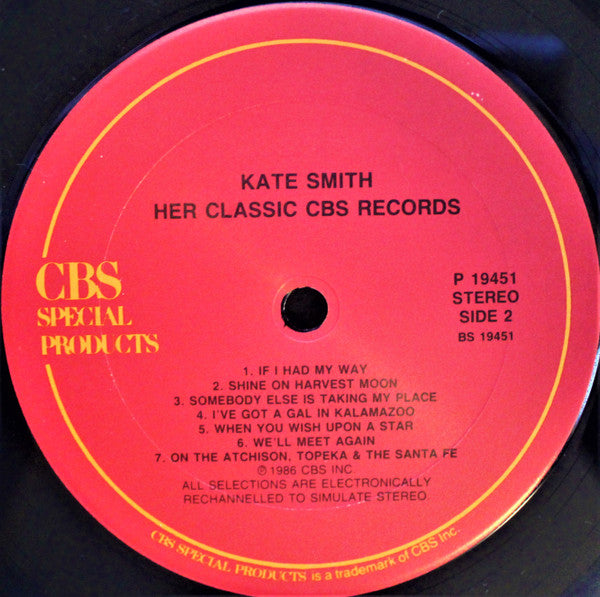 Kate Smith (2) : Her Classic CBS Records (LP, Comp)
