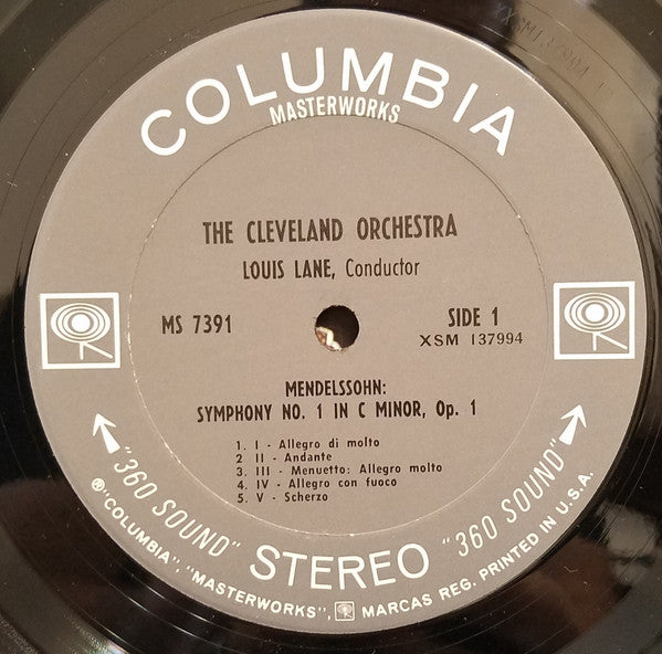 The Cleveland Orchestra, Franz Schubert, Felix Mendelssohn-Bartholdy : Schubert Symphony No. 1 / Mendelssohn Symphony No. 1 (LP, Album)
