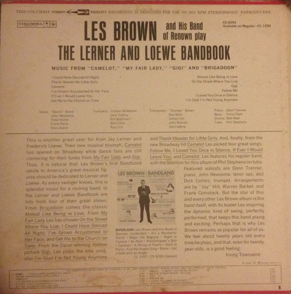Les Brown And His Band Of Renown : The Lerner And Loewe Bandbook (LP)
