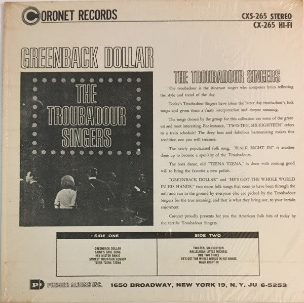 The Troubadour Singers : Greenback Dollar (LP)