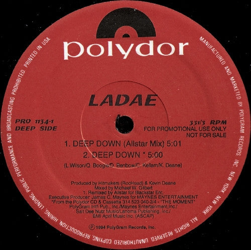 Ladae : Deep Down (12", Promo)