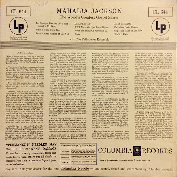 Mahalia Jackson : The World's Greatest Gospel Singer (LP, Album, Mono, RP)