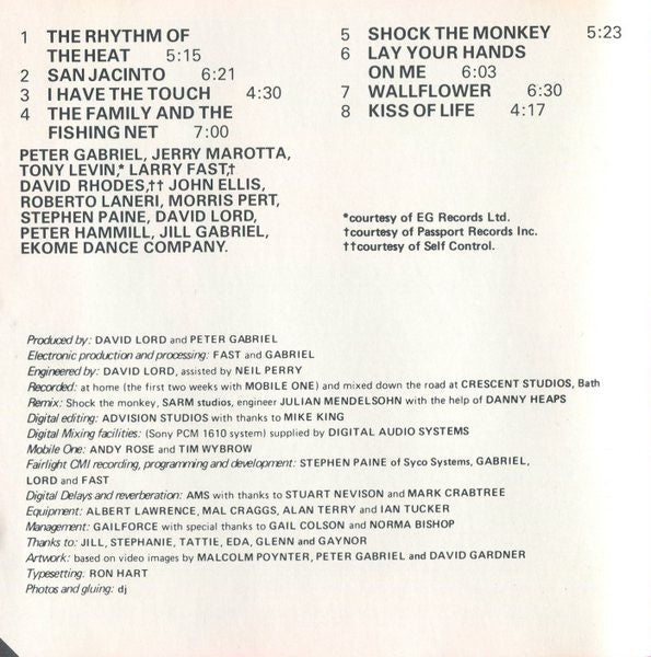 Peter Gabriel : Security (CD, Album, Club, RE)