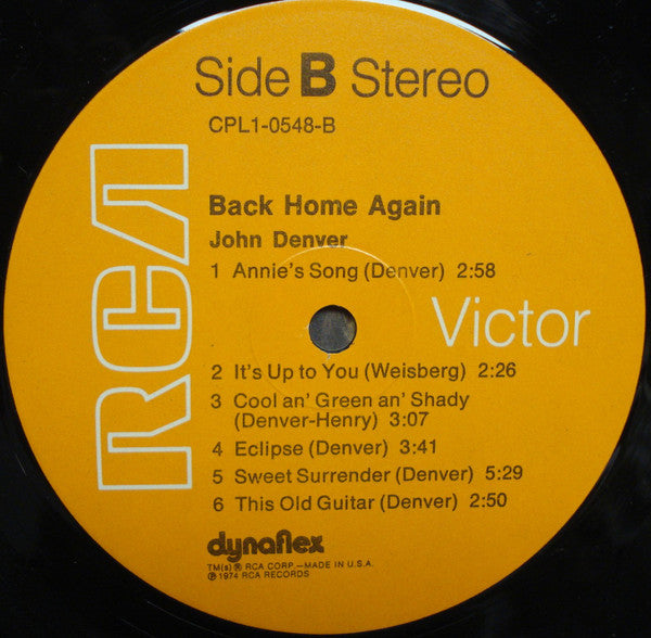 John Denver : Back Home Again (LP, Album, Ind)