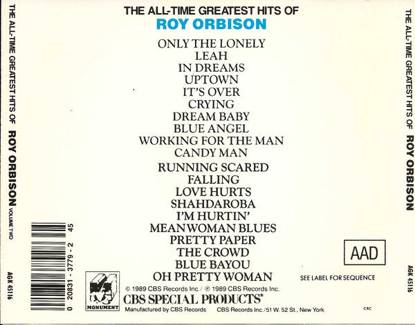 Roy Orbison : The All-Time Greatest Hits Of Roy Orbison (CD, Comp, Club, RE, RP, CRC)