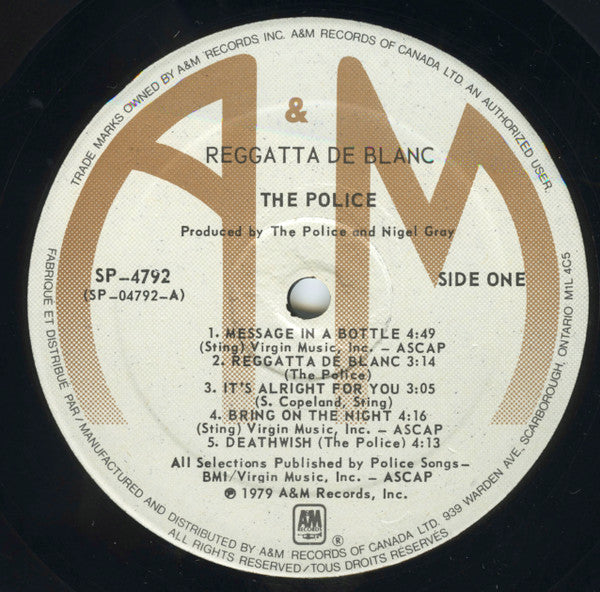 The Police : Reggatta De Blanc (LP, Album, Par)