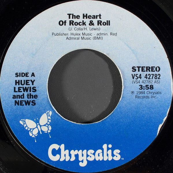 Huey Lewis And The News* : The Heart Of Rock & Roll (7", Single, Styrene, Pit)