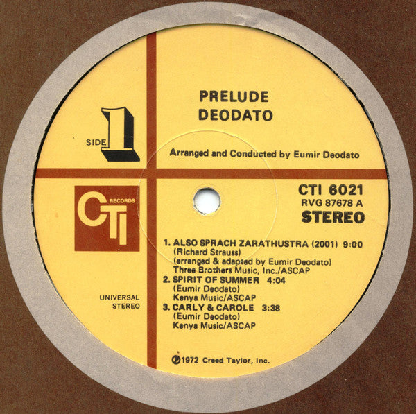 Eumir Deodato : Prelude (LP, Album, Gat)