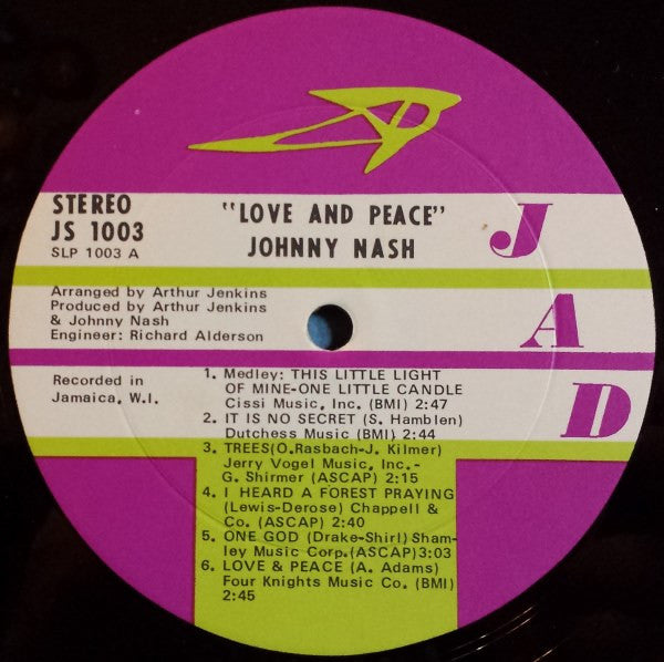 Johnny Nash : Love And Peace (LP, Album)