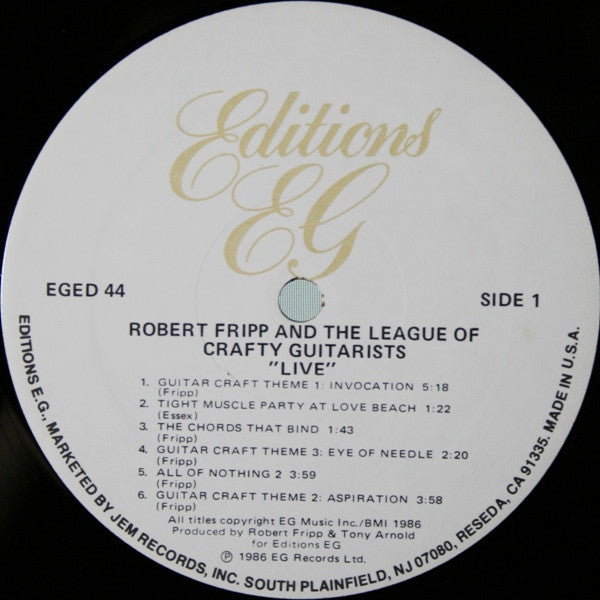 Robert Fripp And The League Of Crafty Guitarists : Live! (LP, Album, M/Print)