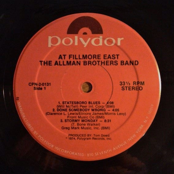 The Allman Brothers Band : The Allman Brothers Band At Fillmore East (2xLP, Album, RE)