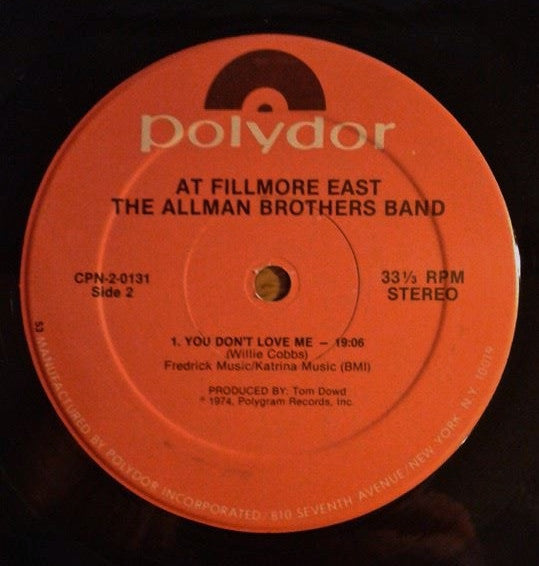 The Allman Brothers Band : The Allman Brothers Band At Fillmore East (2xLP, Album, RE)