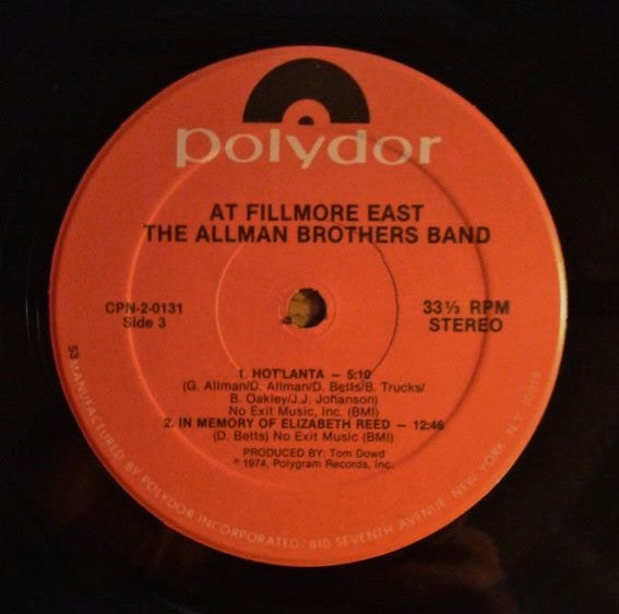 The Allman Brothers Band : The Allman Brothers Band At Fillmore East (2xLP, Album, RE)