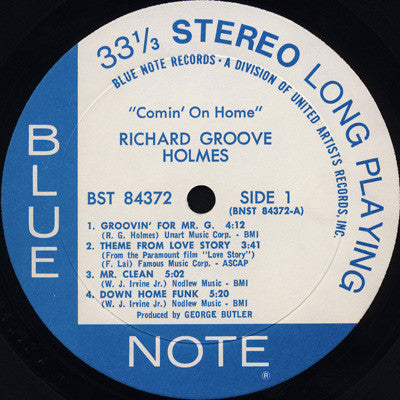 Richard "Groove" Holmes : Comin' On Home (LP, Album, RP)