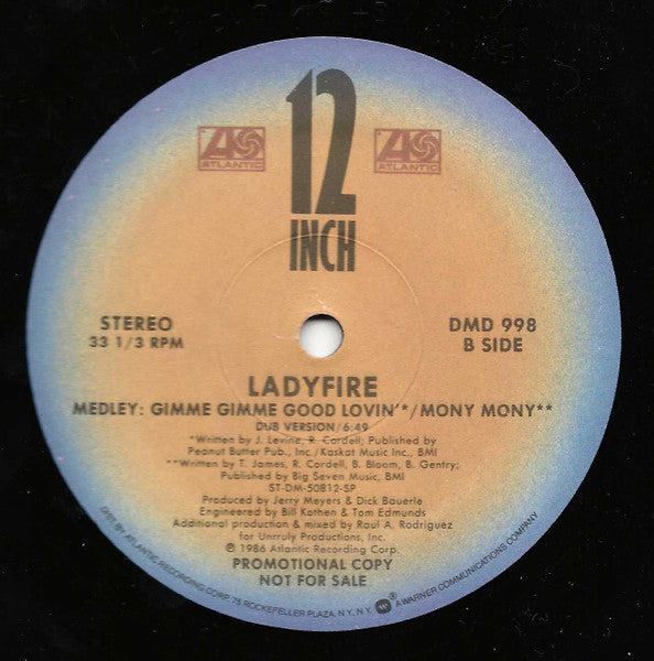 Ladyfire : Medley: Gimme Gimme Good Lovin' / Mony Mony (12", Promo)