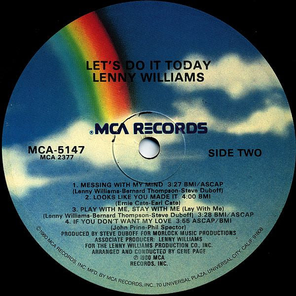 Lenny Williams : Let's Do It Today (LP, Album, Glo)